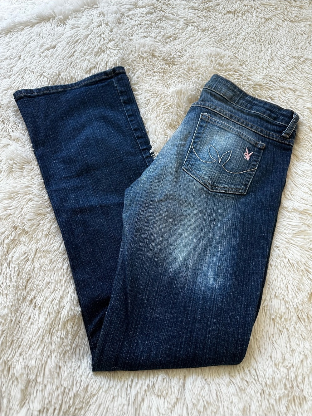 PLAYBOY Vintage Y2K Low Rise Bootcut Blue Jeans Women’s Size Large Made USA